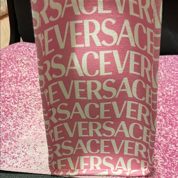 Versace Pink and White Logo Tote - Picture 6 of 16